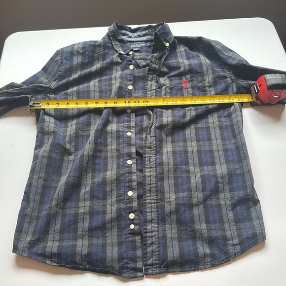 U.S. Polo Assn. Navy and Charcoal Plaid Shirt - Picture 4 of 6